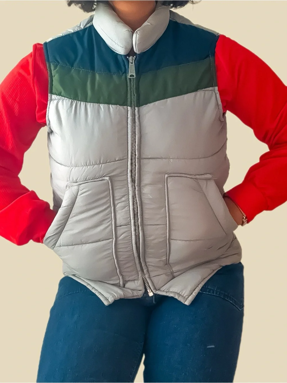 1970s Green and Blue Puffer Vest - Picture 3 of 11
